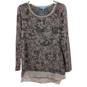 Simply Vera Vera Wang Womens Top Medium Beige Burnout Velvet Paisley Fairy Goth